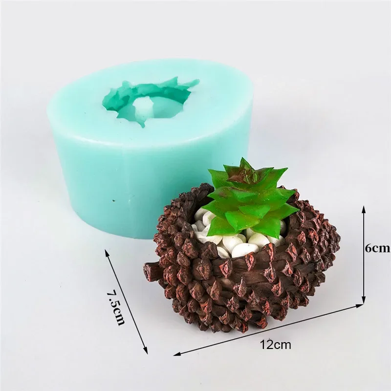 

Pinecone Shape Concrete Flowerpot Silicone Mold Cute Nut Plaster Home Decor Mini Pot Cement Succulent Plants Planter Mould