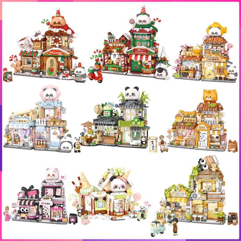 

Mr. Pa Building Blocks Panda Christmas Streetscape Desktop Decoration Puzzle Assembling Model Toys Birthday Gifts for Kids
