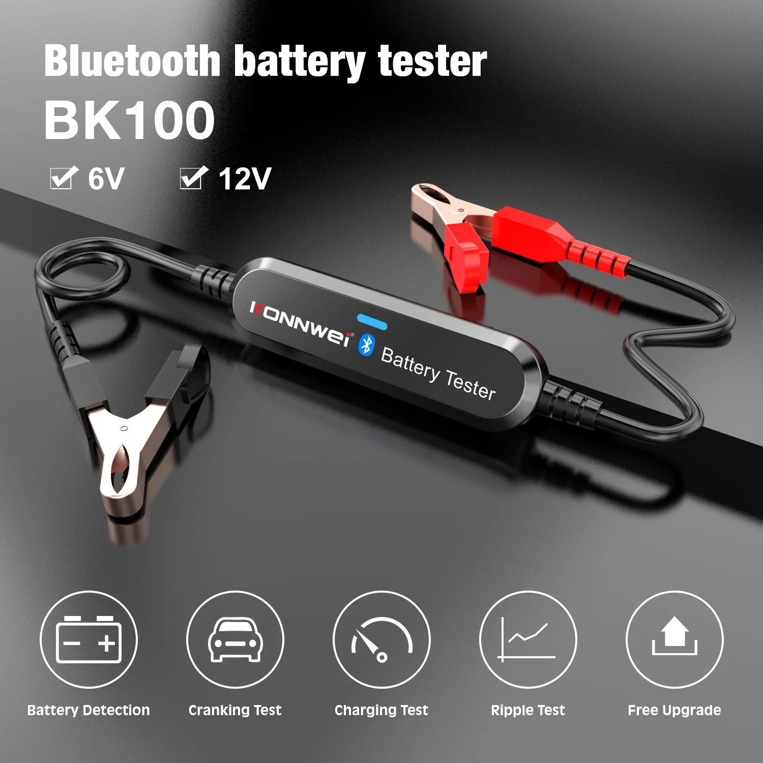 

Car Motorcycle Battery Tester BK100 Bluetooth 5.0 for 6V 12V Battery Analyzer 100 to 2000 CCA Charging Cranking Test Tools