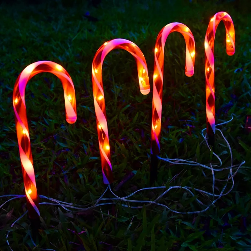 Lumières de canne de bonbon de Noël, lumières exécutives de chemin rouge et blanc, lumières extérieures de paysage de cour, 15 pouces