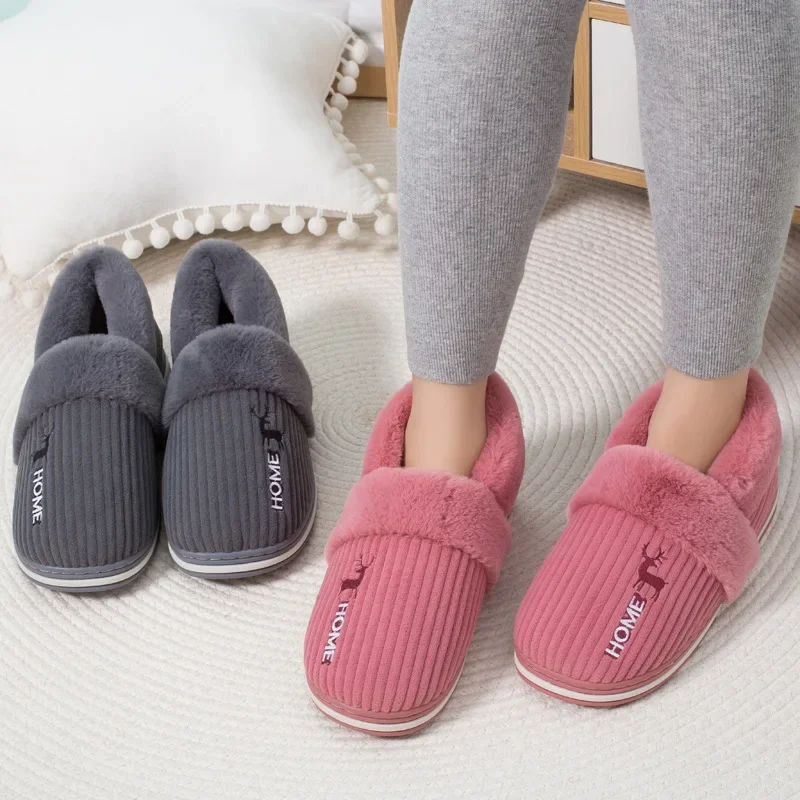 Women Men Couples Warm Slippers New Fashion Winter Soft Plush Home Slipper Non Slip Bedroom Slides Indoor Comfort Furry Shoes