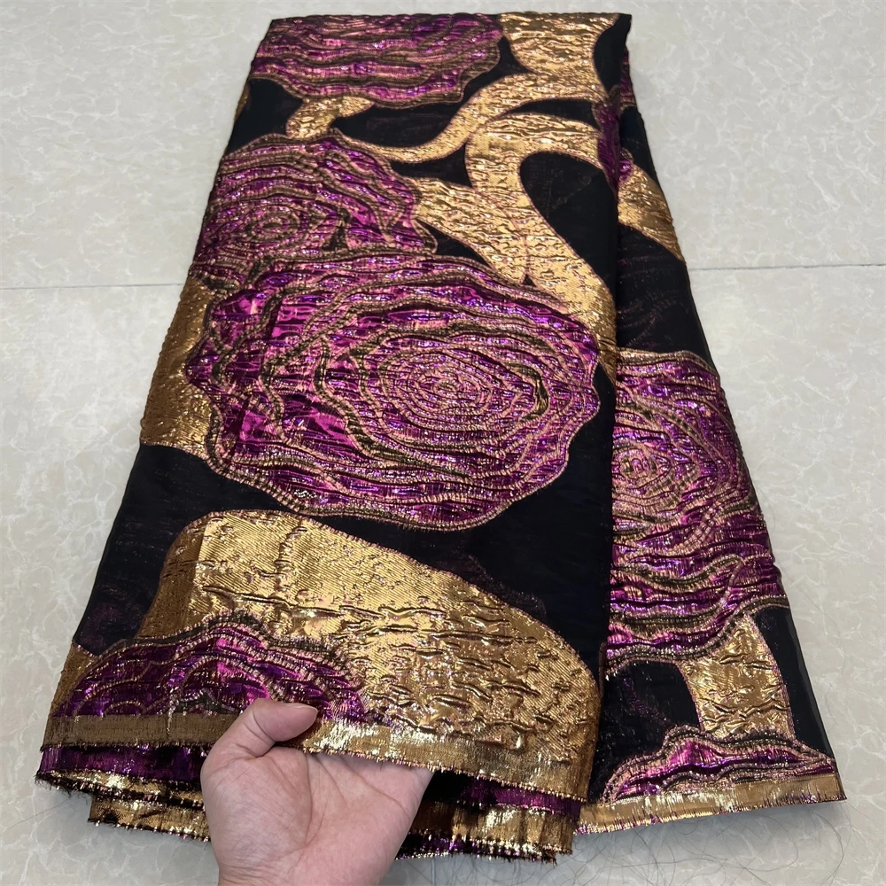 African Damask Lace Fabric Brocade Lace Fabric 2024 High Quality Jacquard Organza Fabric 5yards Evening Dresses forWomen YXZ129