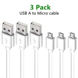 3m 2m 1m USB A to Micro Charging Cable 3 Pack 10Ft 6Ft Phone Charger Cord for Samsung HTC PS4 Camera MP3 Android Charger Cable