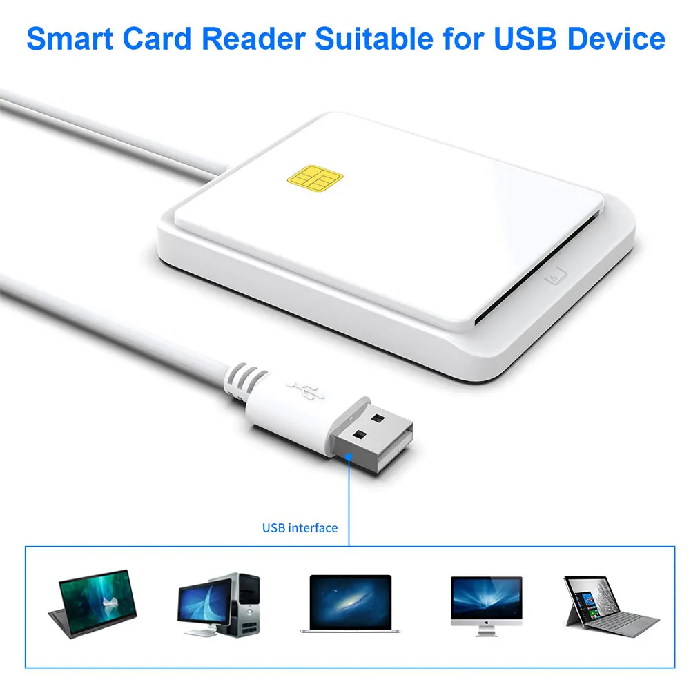 USB 2.0 Smart Card Reader Memory for ID Bank SIM CAC ID Card Connector Adapter