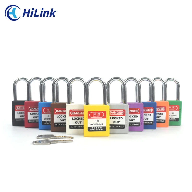 HiLink Wholesale Multicolor 10 PCS Safety Padlock LOTO Kit 38mm Steel Shackle With Warning Label