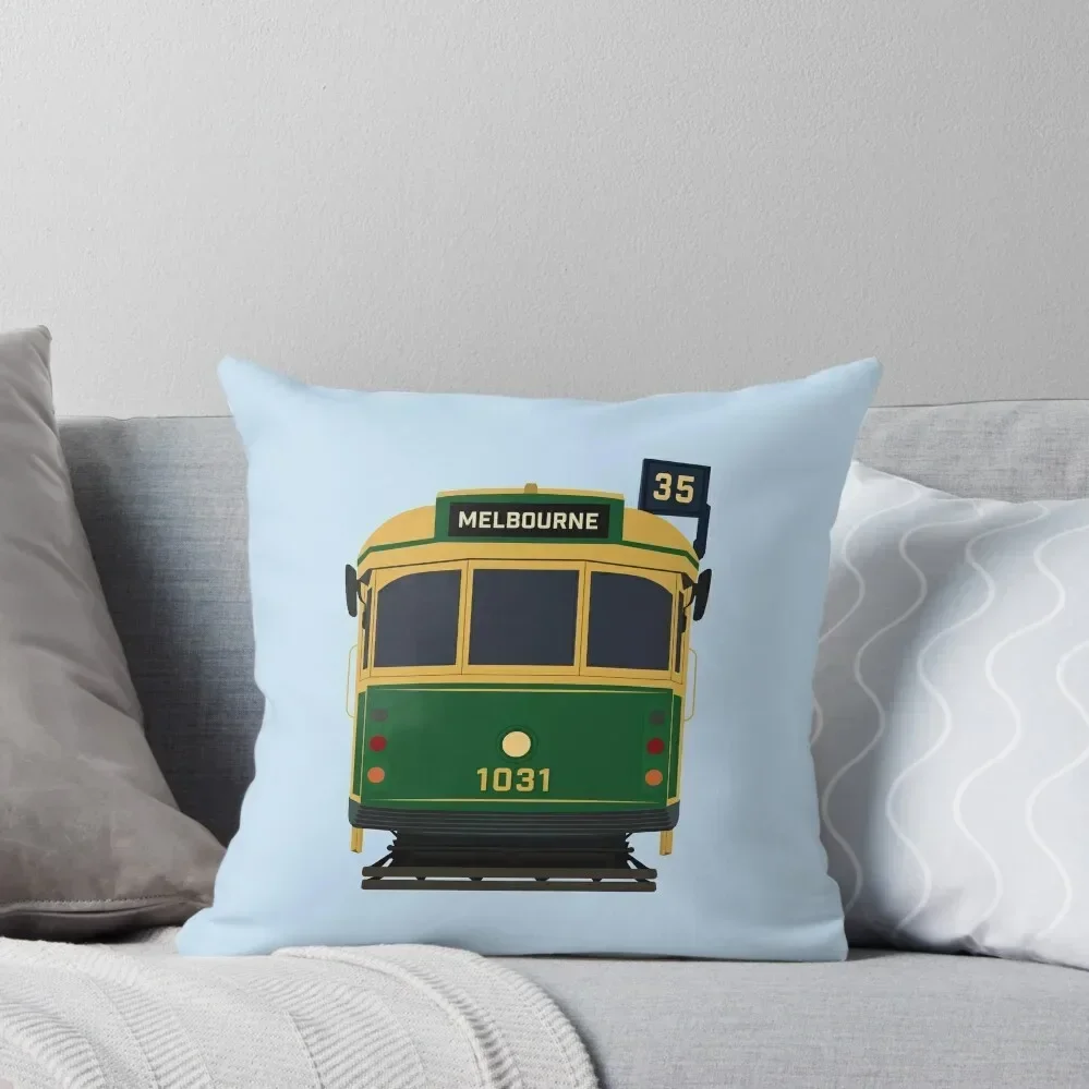 Melbourne Tram, W-Class Front View Throw Pillow Pillow Cases Pillow Case Cases Decorative