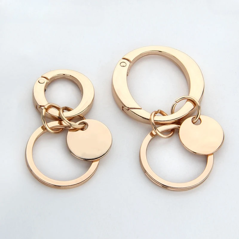 2025 llavero con cierre de resorte, anillo KC de Color dorado, mosquetón redondo que se puede abrir, gancho, hebilla, cadena para bolso, fabricación de joyería DIY