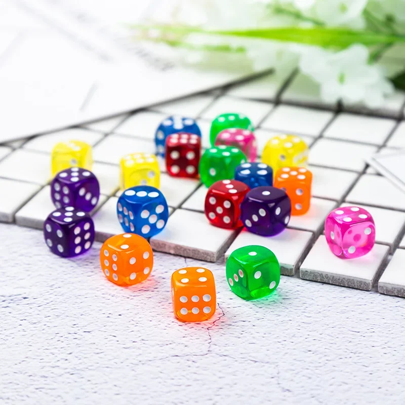 10PCS/Lot Dice Set Colorful Transparent Acrylic 6 Sided Dice Club/Party/Family Games