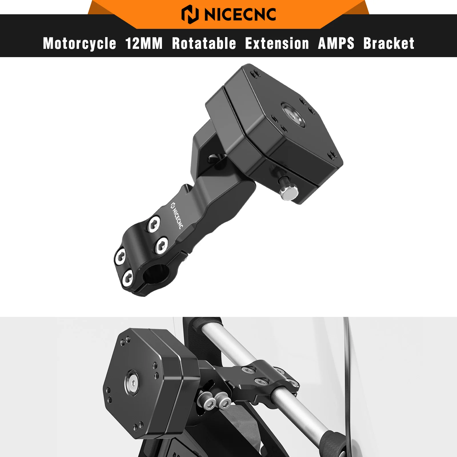 

12MM Rotatable Extension AMPS Bracket GPS Mount For Aprilia Tuareg 660 Honda Africa Twin Yamaha Tenere 700 BMW R1250GS R1200GS
