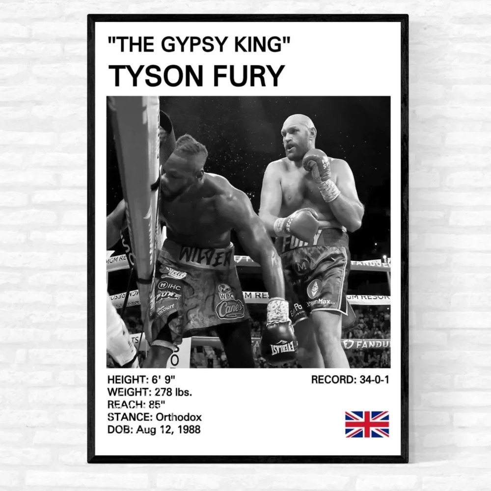 Poster Legenda Tinju Hitam dan Putih Lukisan Kanvas Gambar Poster Mike Tyson Seni Dinding Ruang Tamu Dekorasi Rumah Mural Cetakan