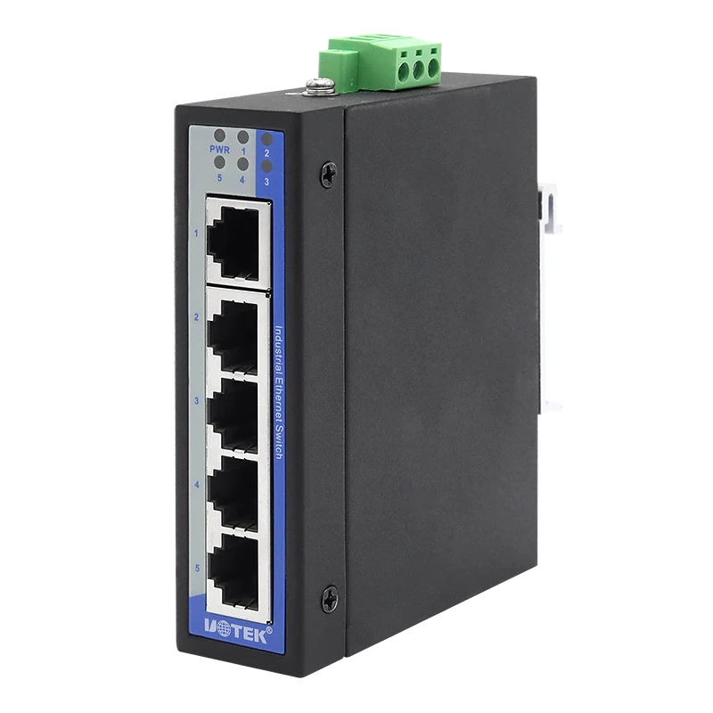 

UOTEK 5 Ports 100M Unmanaged Ethernet Switch Reliable Data Transmission DIN-rail Switch UT-6405CA