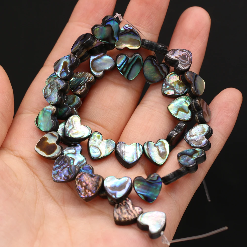 Natural Abalone Shells Love Heart Beaded 10mm For Jewelry Making DIY Necklace Bracelet Earring Accessories Charm Gift Party 5pcS