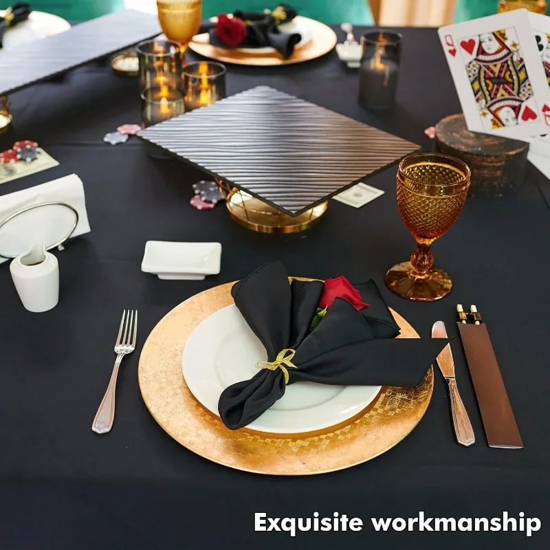 8er-Pack schwarze Tischdecken für rechteckigen Tisch, 60 x 102 Zoll Tischdecken aus Polyestergewebe, rechteckig