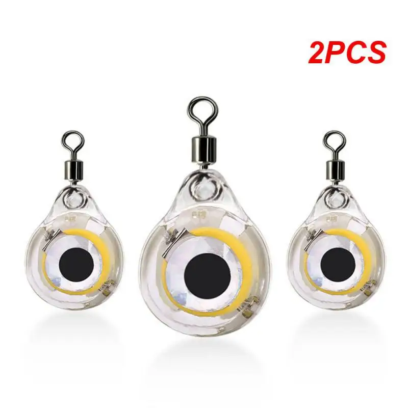 

2PCS Lure Lamp Ｍini Fishing Lure Trap Light Deep Drop Underwater Eye Shape Fishing Squid Bait Luminous LED Light 5 Colors