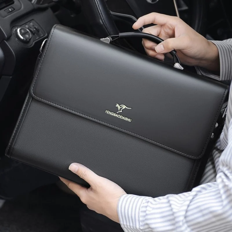 Executive Luxury Briefcases For Men PU Leather Designer Password Lock Business Office 14 Inch Laptop Handbag Messenger Bag