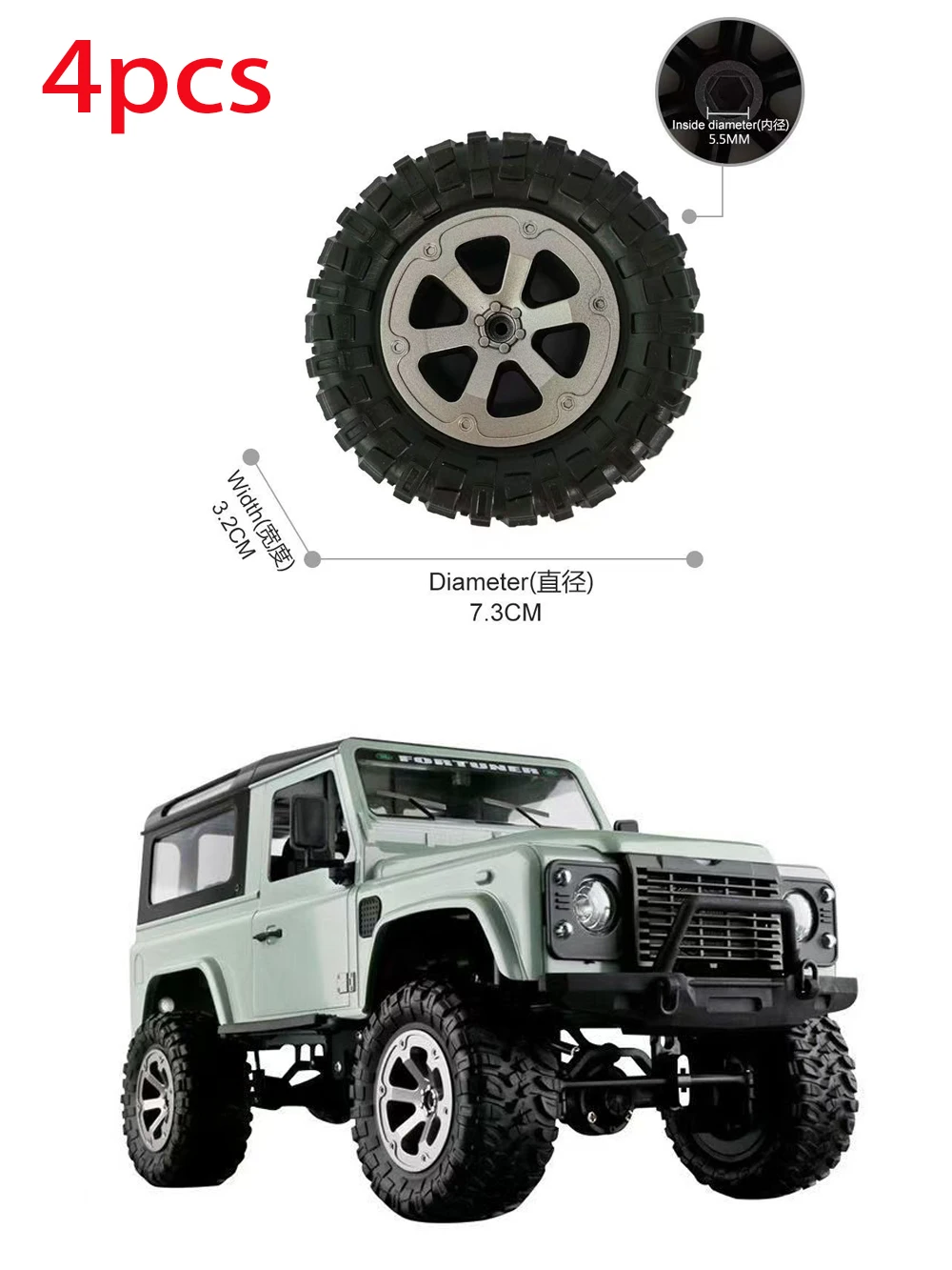 4pcs RC Snow track wheel tire round wheel accessories for 4WD military Land Rover FY001,FY002,FY003