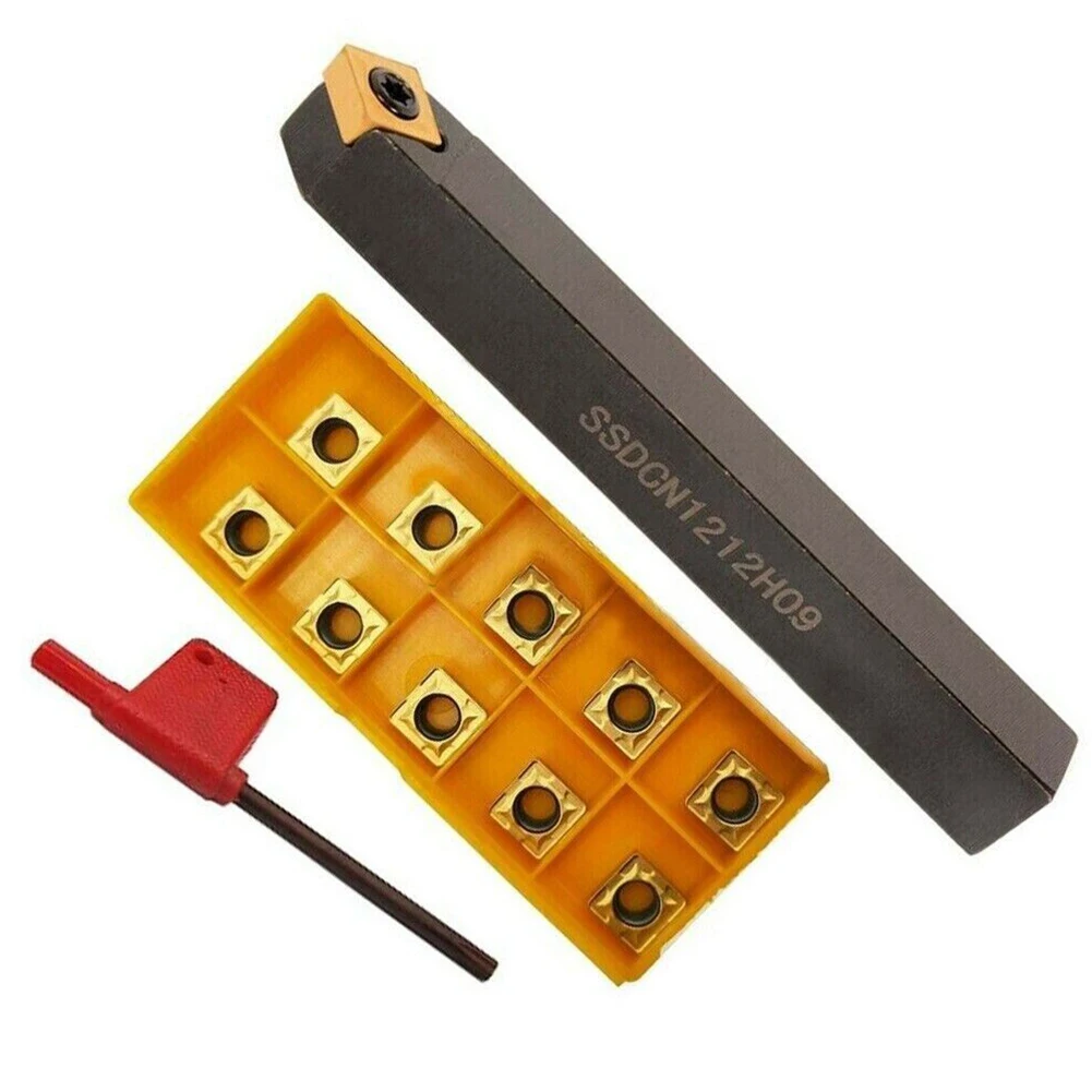 10pcs SCMT09T308 Carbide Insert 45 Degree Tool Edge Angle With SSDCN1212H09 Turning Tool Holder Finishing Accessories