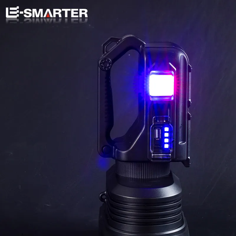 Powerful Dual LED Searchlight 2*XHP50 Waterproof Spotlight USB Rechargeable Super Bright Outdoor Flashlight With Side Light