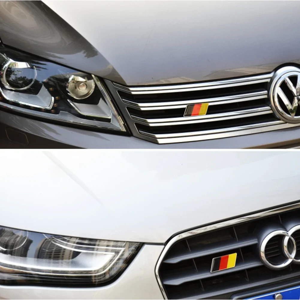 German Flag Grille Emblem Badge for Volkswagen Scirocco GOLF 7 Golf 6 Polo GTI VW Tiguan for Audi A4 A6 Car Accessories