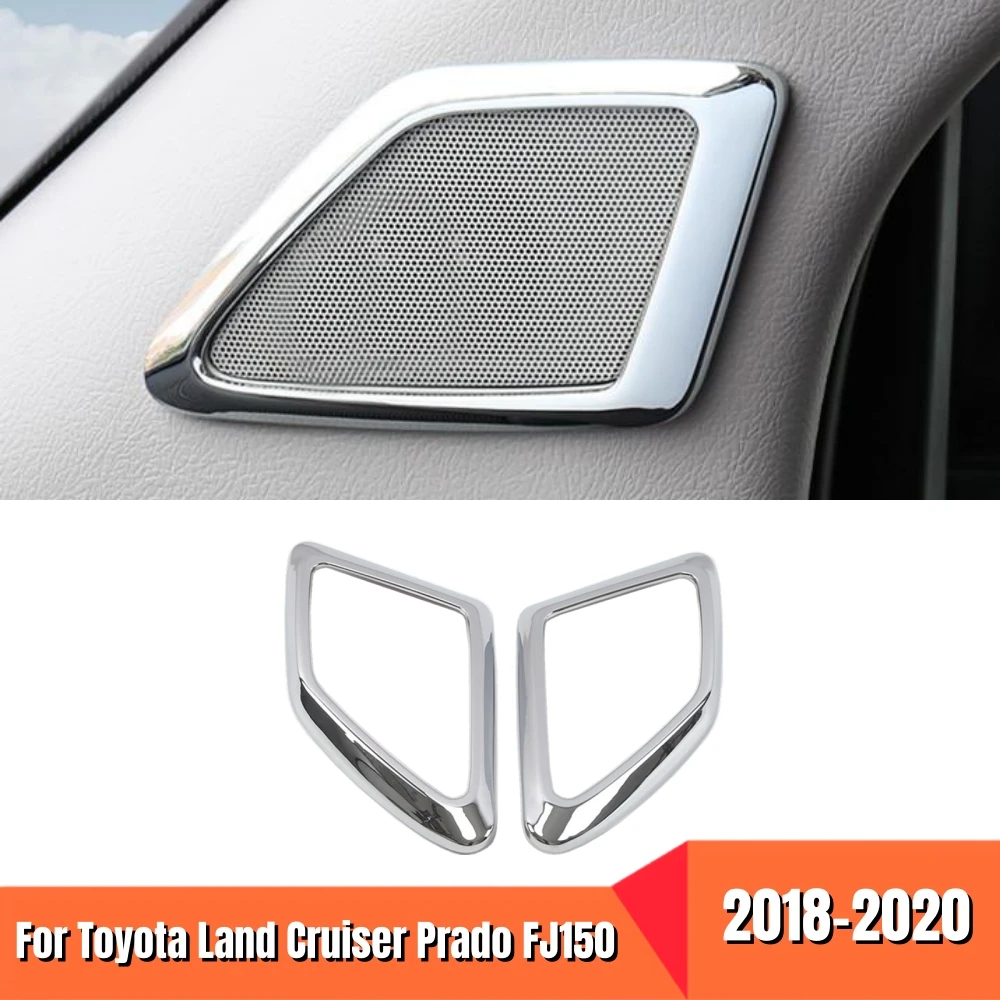 

ABS Chrome Car Interior A-Pillar Door Audio Speaker Cover Trim Frame For Toyota Prado 150 Land Cruiser 2018-2020 Accessories