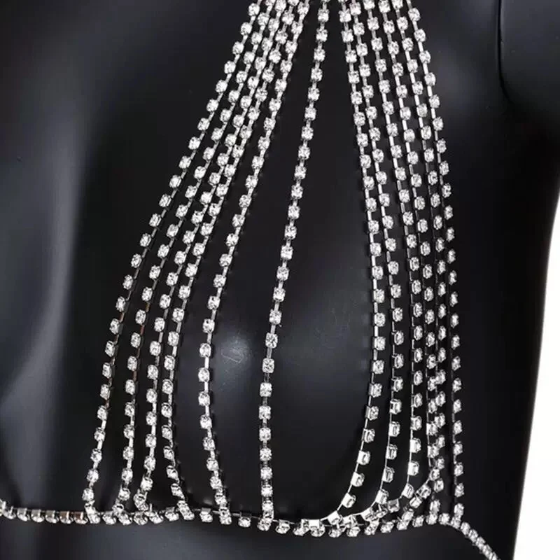 Модные аксессуары, цепочка для тела со стразами, цепочка на грудь, сексуальное бикини, женский многослойный бюстгальтер, аксессуары на груди, аксессуары для одежды