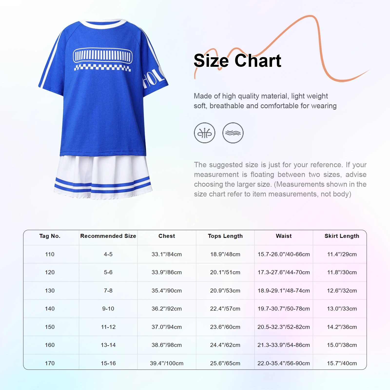 2Pcs Kids Girls Tracksuit Set Cheerleading Uniform Cotton T-shirt Top+Pleated Skirt Outfit for Hip Hop Dance Performance Clothes