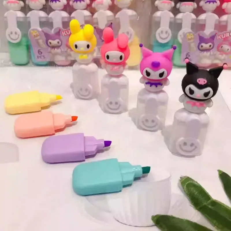 Sanrio Hello Kitty Textmarker Stift Kawaii Cartoon Anime Kuromi My Melody Marker Stift Kinder Studie Schreibwaren Geschenke