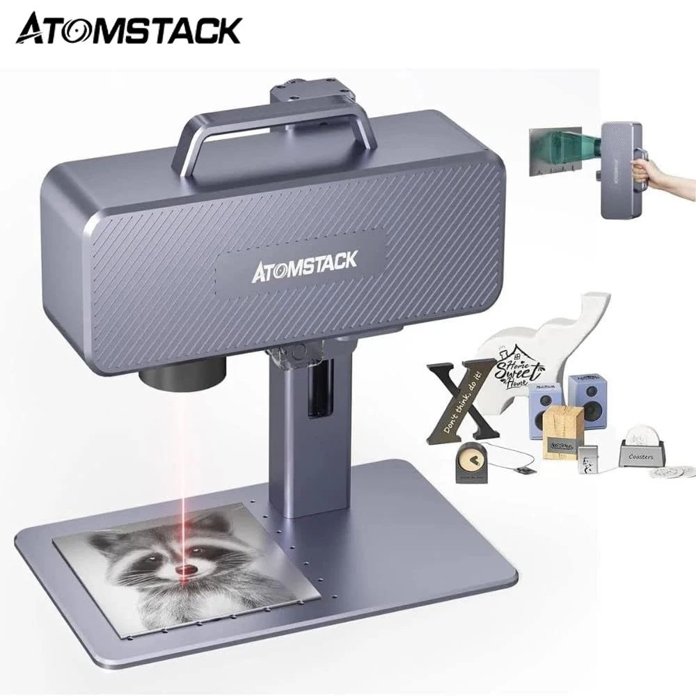 ATOMSTACK M4 Fiber Laser Marking Machine High Precision Desktop  Laser Engraver with 70*70mm Engraving Area for Metal Plastic