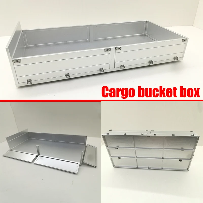 

Aluminum Alloy Truck Trailer Tipper Heavy Tow Bucket Cargo Box for 1/14 Tamiya RC Truck Trailer Tipper Spring Lock Design Parts