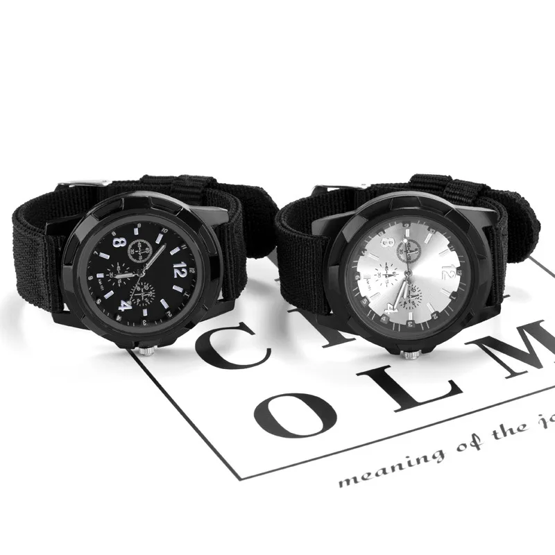 YIKAZE 2024 밀리터리 쿼츠 손목 시계, 야외 스포츠, 캐주얼 패션 하이 퀄리티, 원단 스트랩, 학생용 시계
