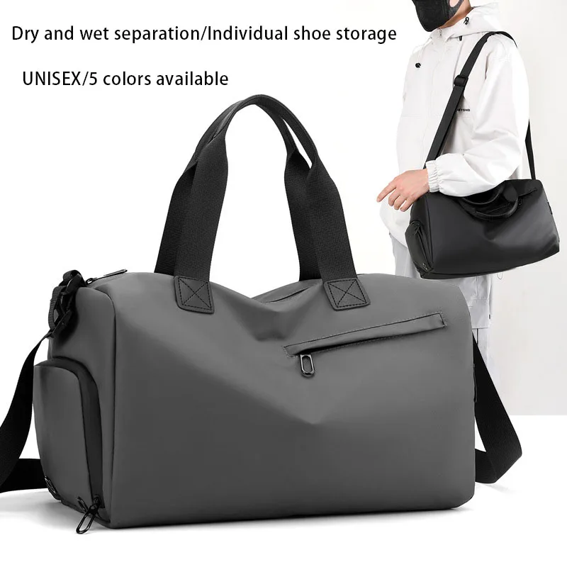 1 Piece Sports Bag, Fitness Bag for Men and Women, Large Capacity Dry and Wet Separation Swimming Bag, Short-Distance Business Trip Portable Travel Bag, Sports Shoe Storage Bag, Multi-Purpose Luggage Bag