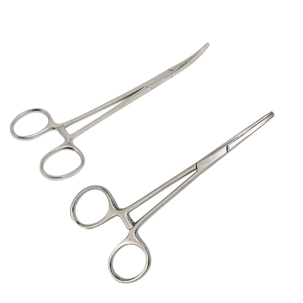 Stainless Steel Locking Forceps Artery Surgical Clamp Curved Straight Tip Fish Hook Pliers Hemostatic Forceps Hand Tools