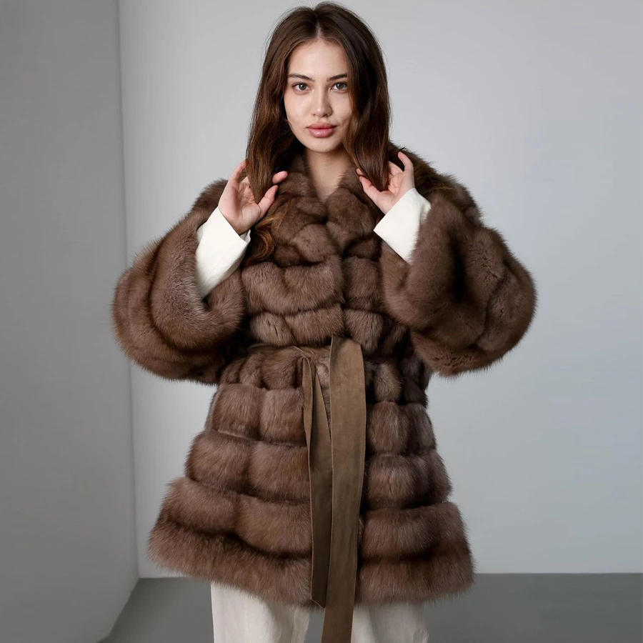 

Fox Fur Coat For Women Lapel Collar Fur Jackets High Quality Warm Fur Clothes Women Best Selling