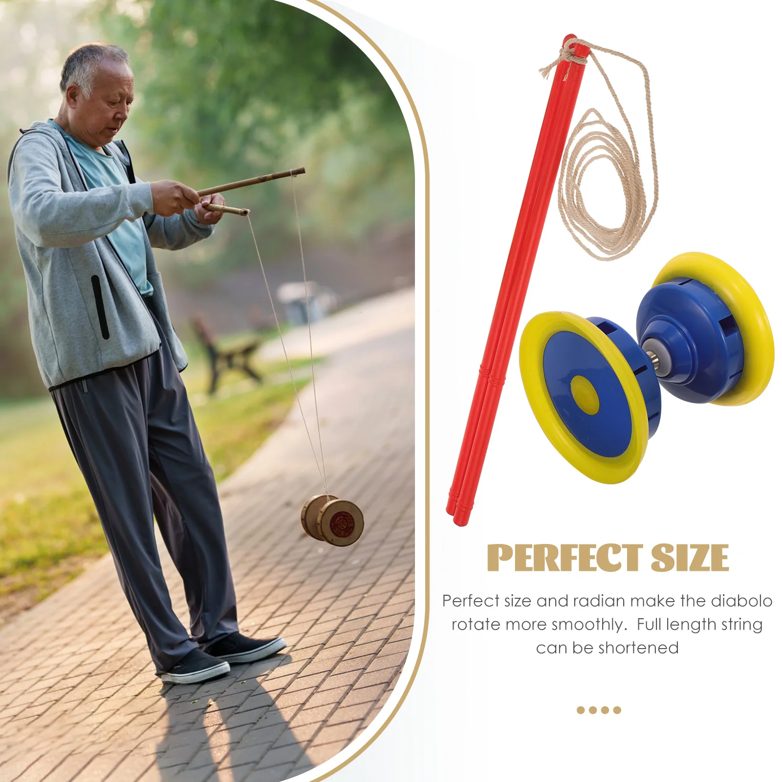 

Chinese Diabolo Triple Bearing Yoyo for Kids Beginners Adults Juggling Fitness Hand Eye Coordination