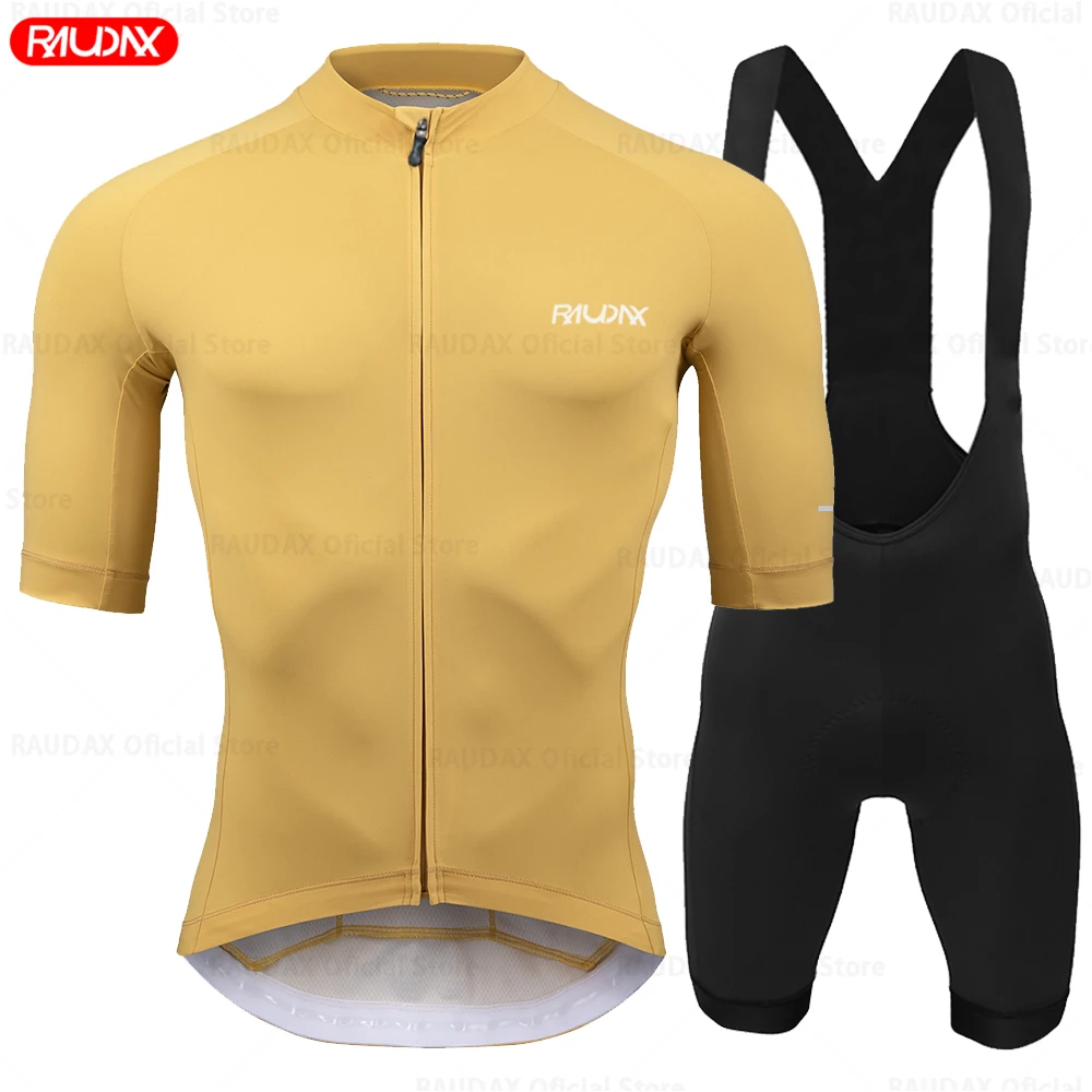 RAUDAX Summer Short Sleeve Cycling Jersey Set MTB Maillot Ropa Ciclismo Bicycle Wear Breathable Cycling Clothing Bike Uniform