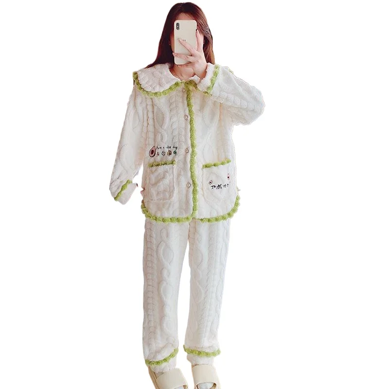 New Winter Sleepwear For Women With Plush Loose Fit Plus Size Student Style Home Confinement Suit Set Can Be Worn Outside Nighty