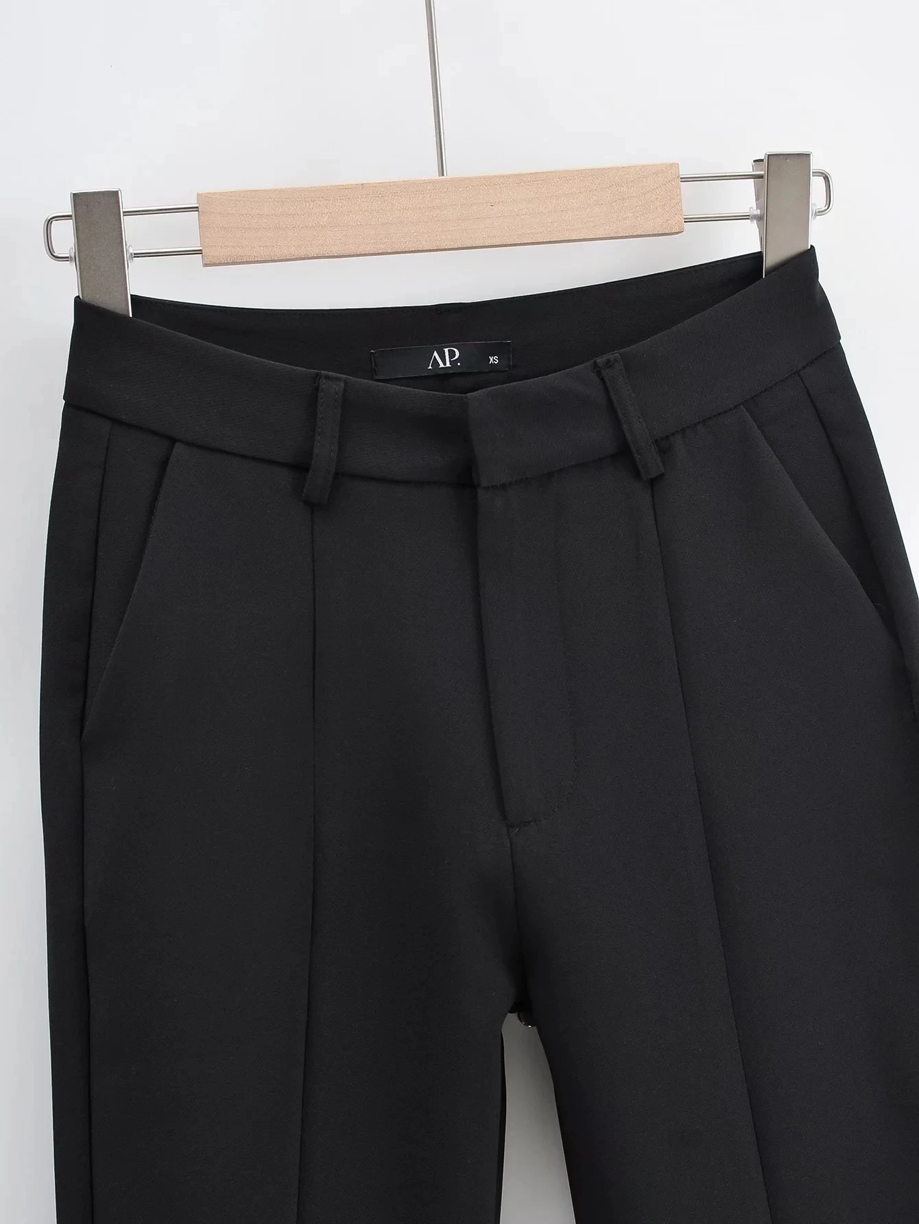 التخسيس عالية الخصر مستقيم الساق دعوى السراويل الأمريكية Sle Bla الجبهة سبليت عارضة السراويل للنساء العصرية تخفيف Faion #2