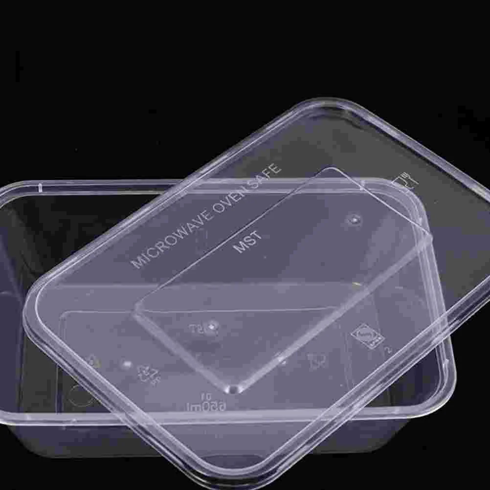 50pcs Transparent Fruit Carry Out Box Disposable Salad Meal Containers Food Storage Box Take Out Packing Box (500ml)