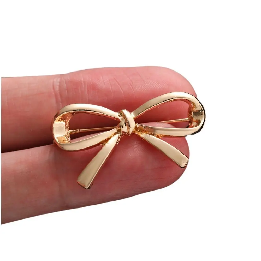 Balletcore Bowknot Brooch Alloy Jewelry Accessories Hollow Metal Brooch Bag Buckle Korean Style Anti-Exposure Brooch Daily