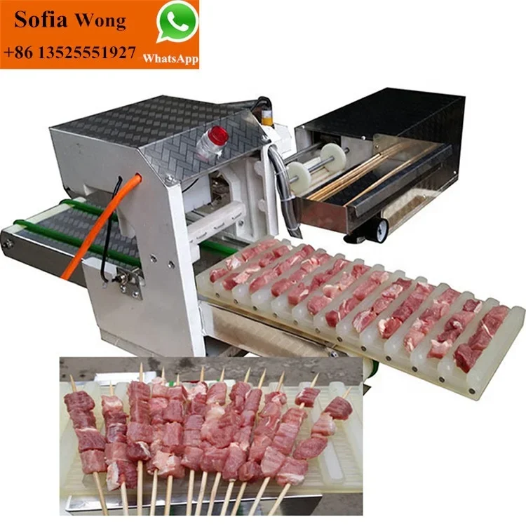 Meat wearing string machine/Chicken Meat satay Kebab Skewer Machine