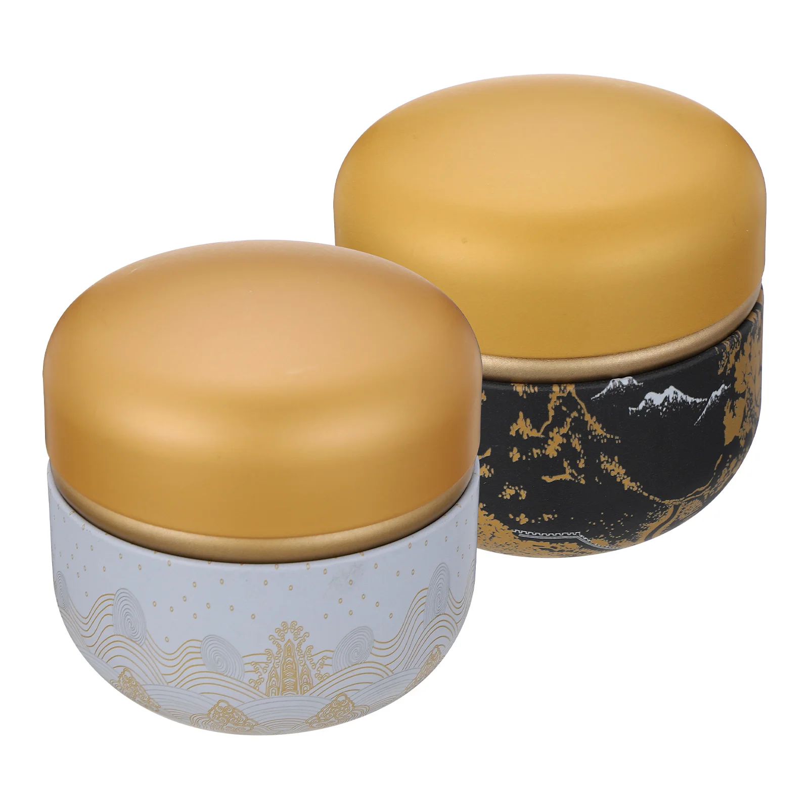 

2pcs Iron Jars Storage Canister Dustproof Insect Resistant Tin Container for Leaves Candy Dry Fruit Home Decoration