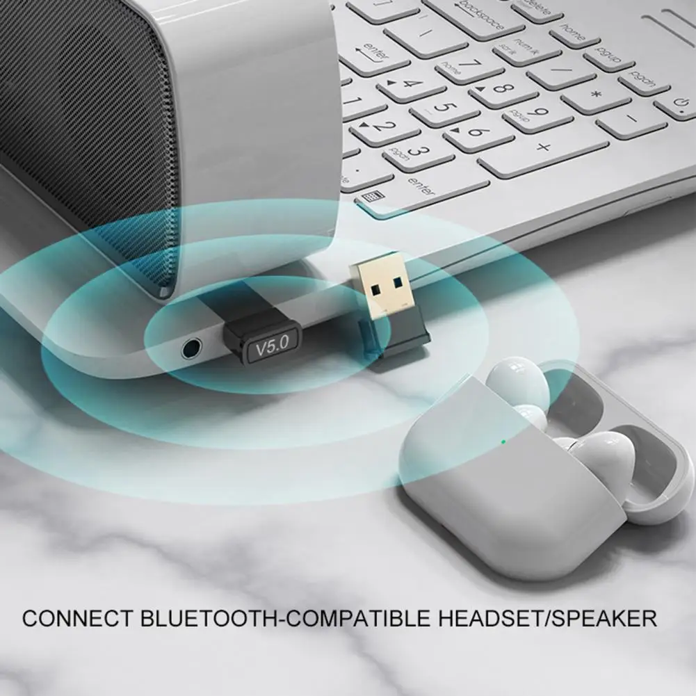 الارسال اللاسلكي استجابة سريعة متعددة الأغراض Bluetooth-compatible5.0 صغير التوصيل اللعب USB محول دونغل للماوس