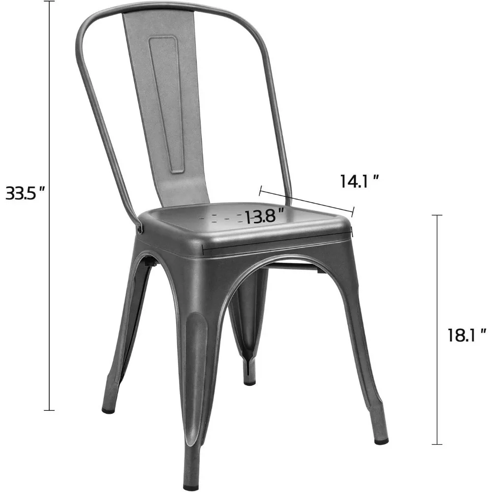Металлические обеденные стулья для использования в помещении и на улице, составные металлические стулья Tolix, набор из 4 предметов для кухни, столовой, бистро и кафе