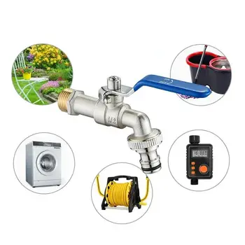 Modré průmyslové a domácí zavlažovací kohoutky ze zinkové slitiny pro zahradu s dvojitou bradavkou a venkovním balkonovým kohoutkem do koupelny 6 nejlepší prodej dekorativní zahradní kohoutky - №5