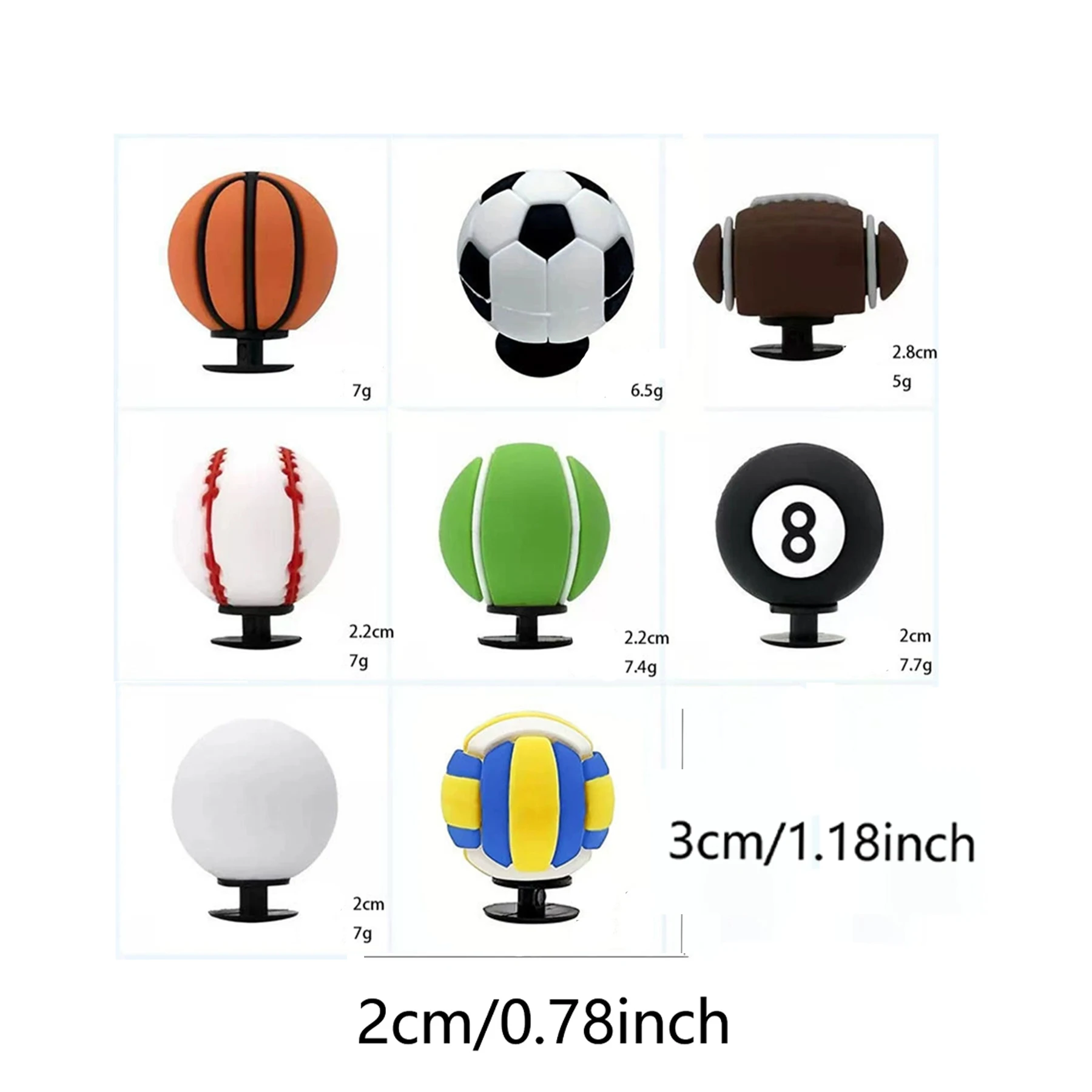 8pcs Ball games Basketball Football 3D Shoe Charms For Clogs Shoe Decoration Premium Quality Shoe Accessories Great Gift