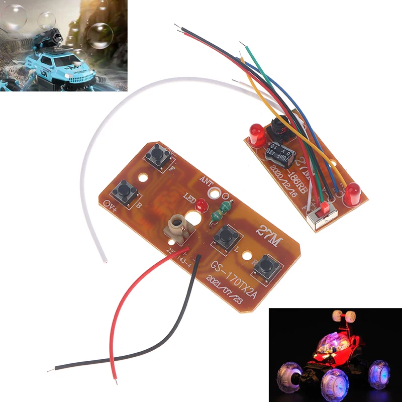 1 Set 2.4G 4CH RC Remote Control 27MHz Circuit PCB Transmitter Receiver Board With Antenna Radio For RC Car Truck 