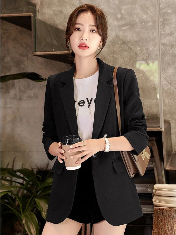 Women\'s Blazer Office Lady Tops Fashion Long Sleeve Solid Simple Solid Elegant All-match Office Lady Blazers Outwear New