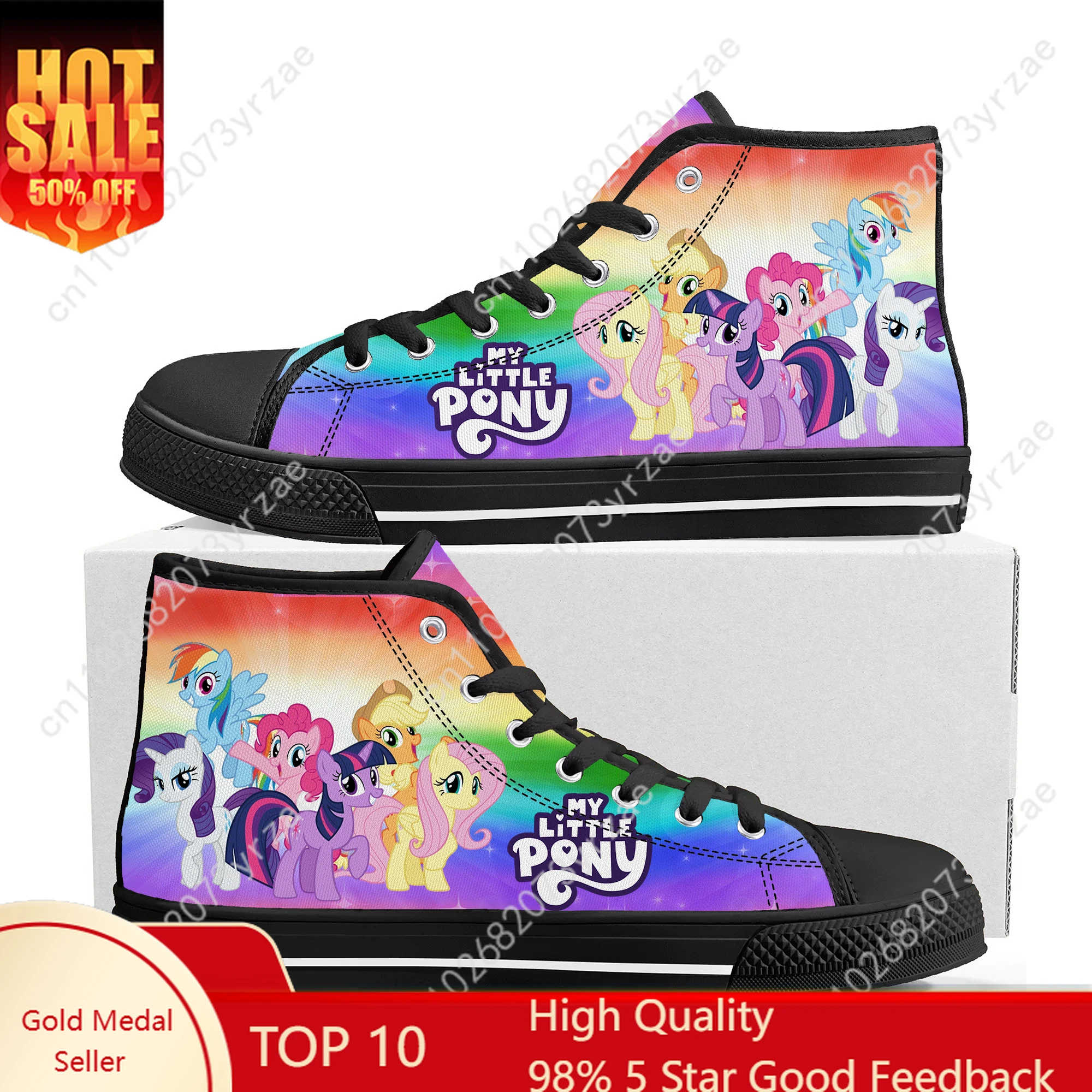 

My Little Pony High Top Sneakers Mens Womens Teenager Canvas Sneaker Friends Fashion Comfortable Shoes Custom Made Shoe
