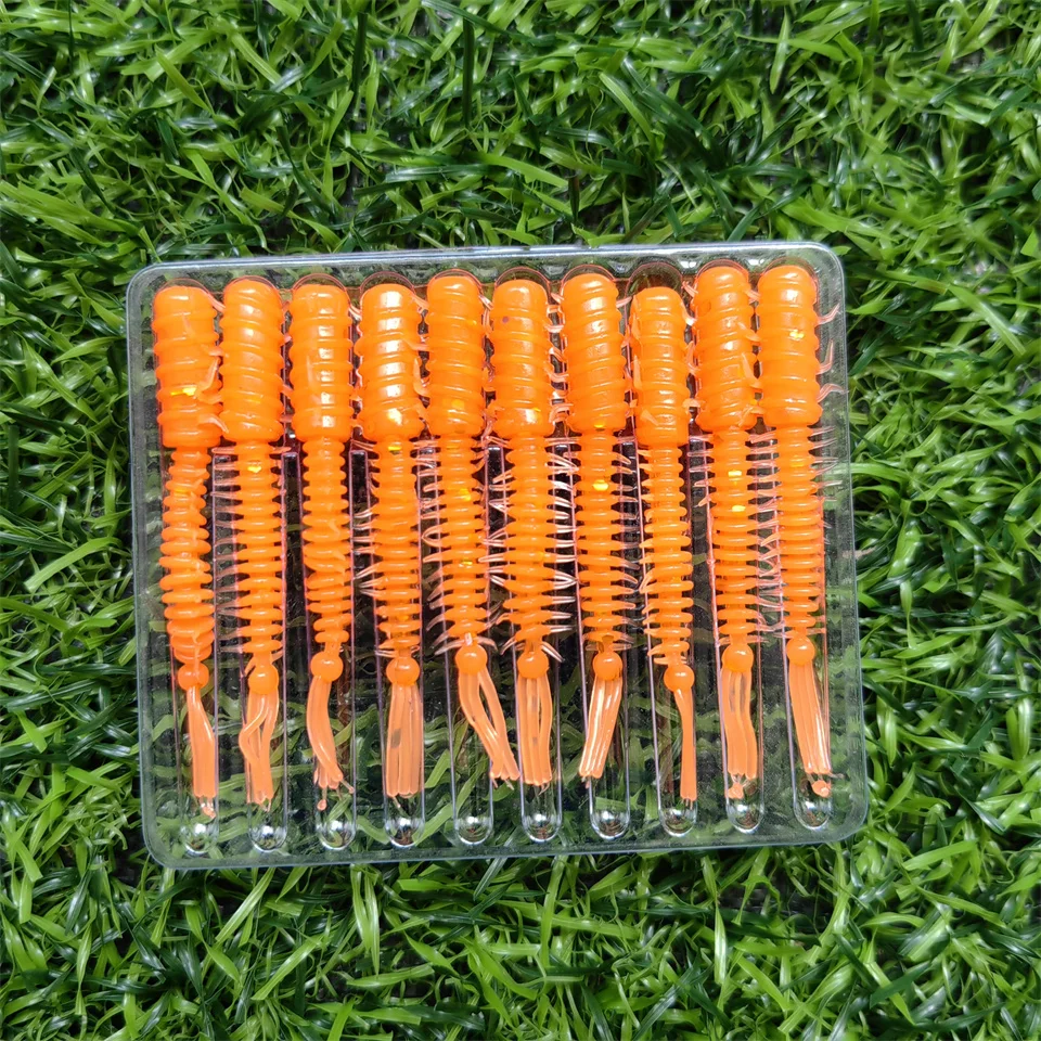 MUKUN Wurmköder, 10 Stück, Mini-Köder, 45 mm, 0,4 g, weicher Silikonköder, künstliche Larve-Gummi-Köder, Wobbler, Bass-Angelköder – Detail 10