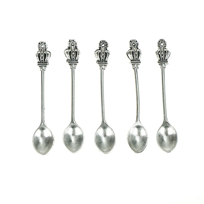 5pcs Vintage Crown Spoon Tableware Pendants Charms Jewelry Making Charm